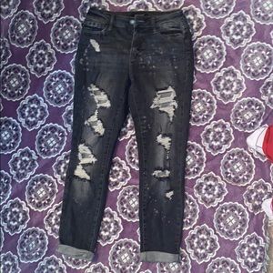 Judy blue dark grey bleach splatter jeans, Size 3